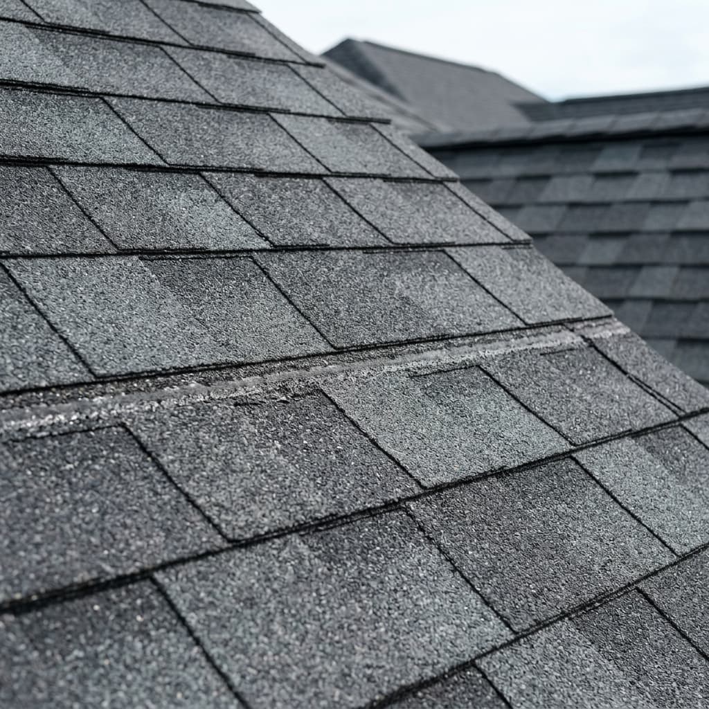 Close-up of GAF Timberline HDZ architectural shingles highlighting clean alignment and texture